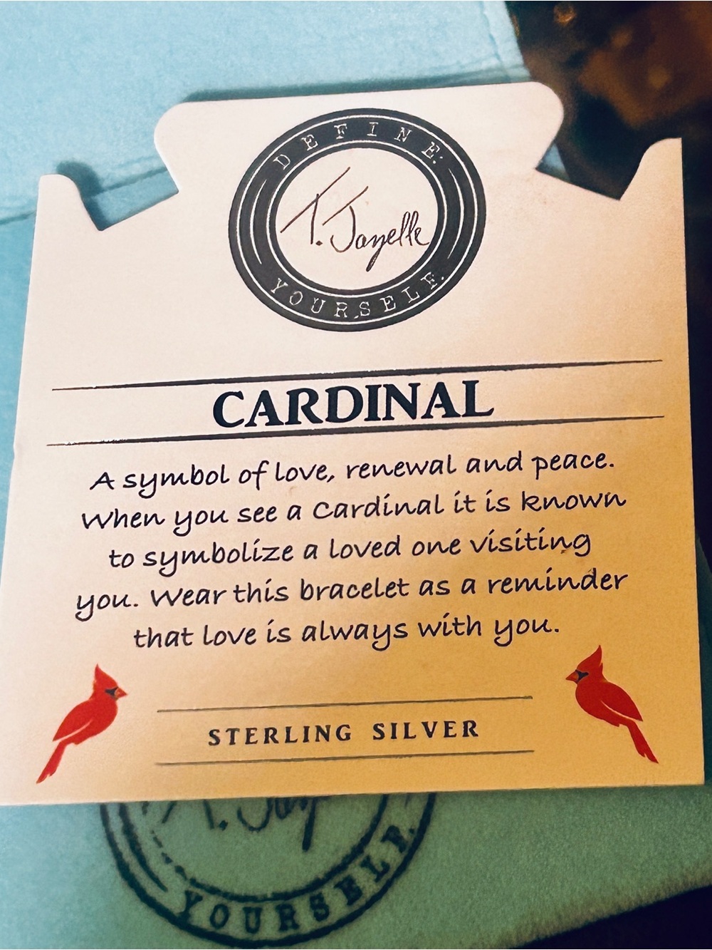 T Jazelle Bracelet CARDINAL Bird Sterling NEW w Pouch A Symbol of Love & Renewal